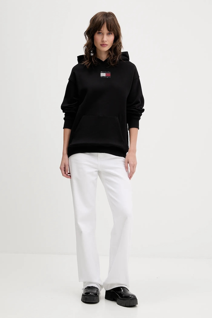Bavlněná mikina Tommy Jeans DW0DW21605 černá AW25