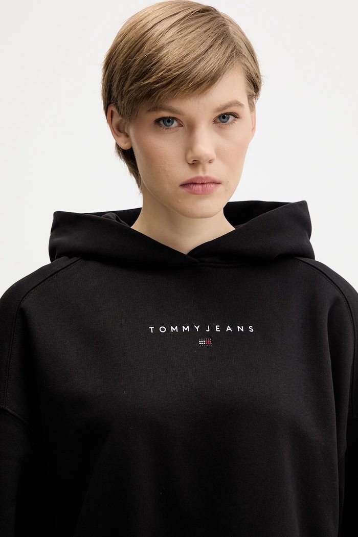 Βαμβακερή μπλούζα Tommy Jeans μαύρο DW0DW21607