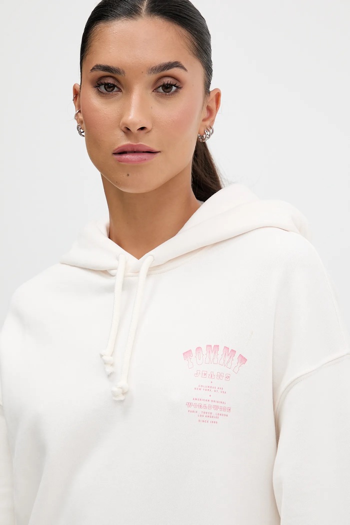 Tommy Jeans hanorac de bumbac bej DW0DW21785