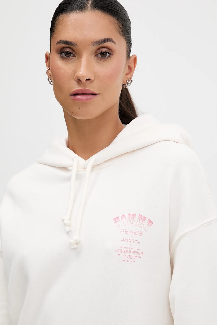 Tommy Jeans hanorac de bumbac bej DW0DW21785