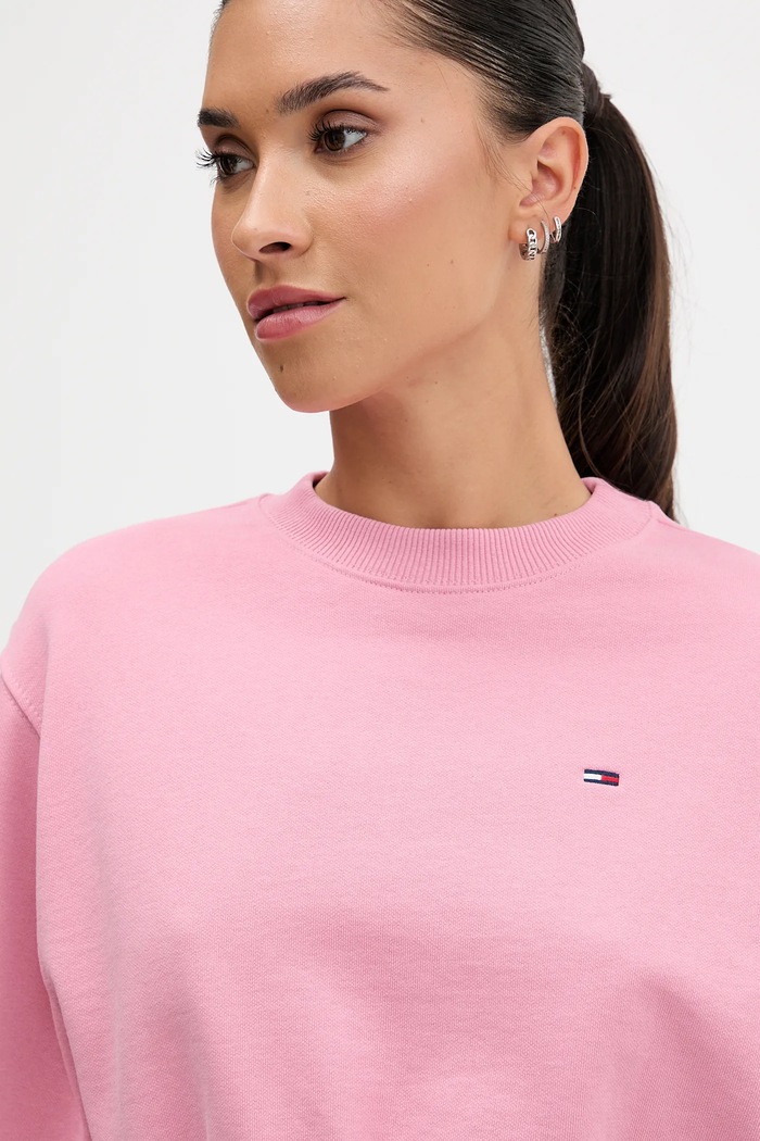 Tommy Jeans hanorac de bumbac roz DW0DW21831