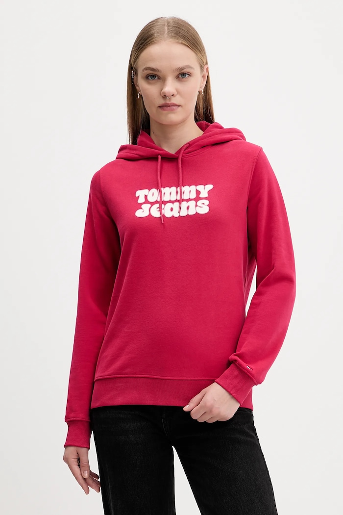 Bavlnená mikina Tommy Jeans bavlna ružová DW0DW21962