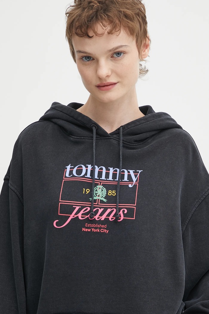 Bavlněná mikina Tommy Jeans černá DW0DW22169
