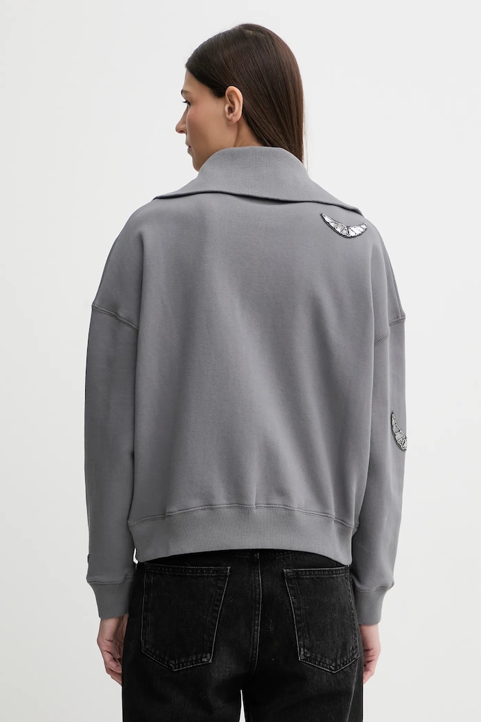 Дрехи Памучен суичър ZADIG&VOLTAIRE JWSS01669 сив