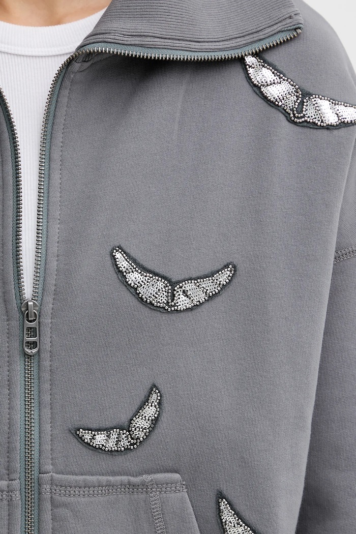 Памучен суичър ZADIG&VOLTAIRE JWSS01669 сив