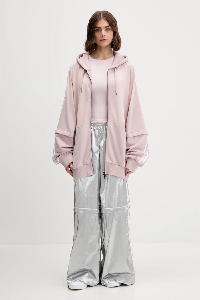 Βαμβακερή μπλούζα adidas Originals Oversized Hoodie KE9804 ροζ AW25