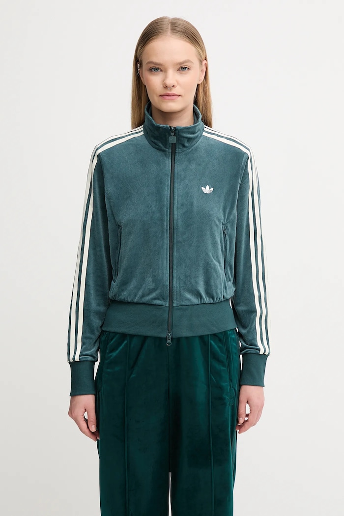 adidas Originals bluza welurowa Fb Liberty Tt bez kaptura zielony JW5267
