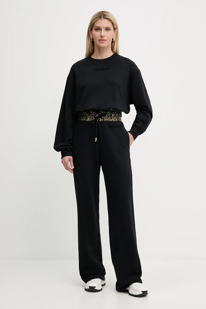 Памучен суичър Just Cavalli 79PAIE20.CF100 черен AW25