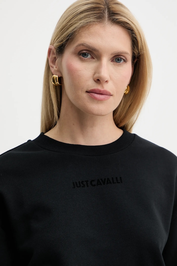 Памучен суичър Just Cavalli черен 79PAIE20.CF100