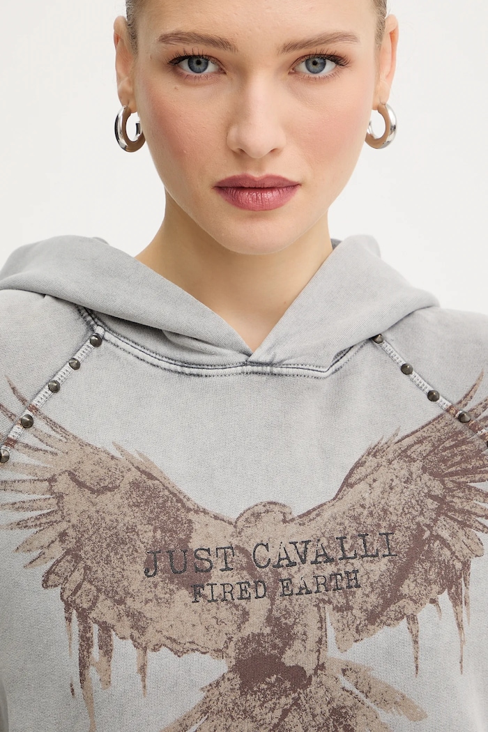 Just Cavalli bluza bawełniana szary 79PAIE05.CFW13