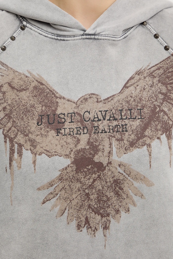 Just Cavalli bluza bawełniana 79PAIE05.CFW13 szary