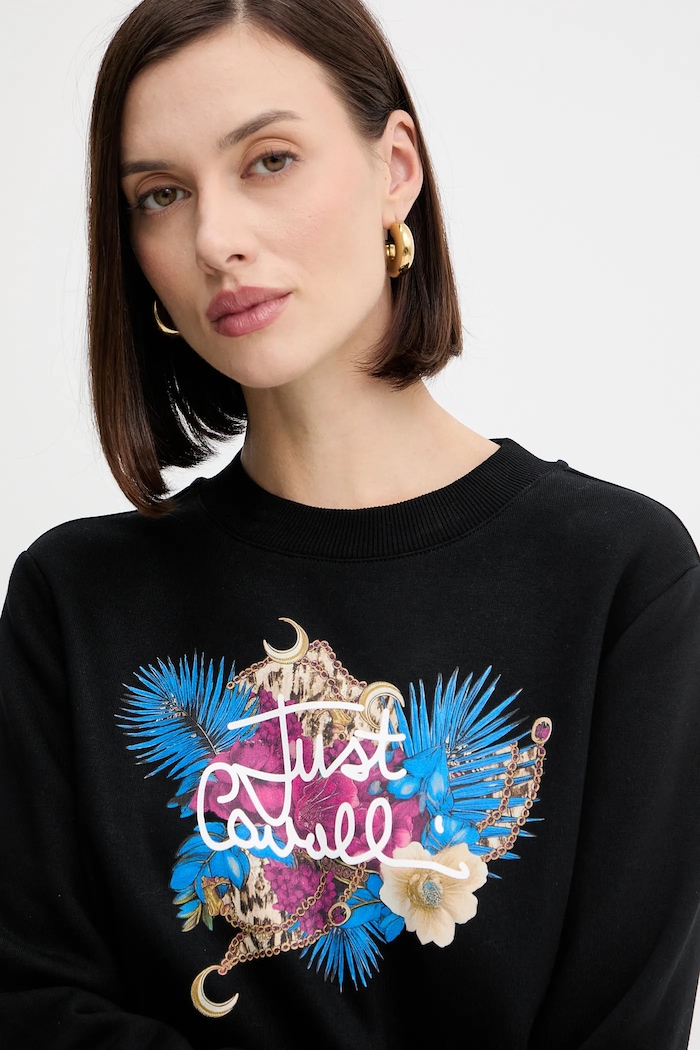 Just Cavalli hanorac de bumbac negru 79PAIE24.CF102