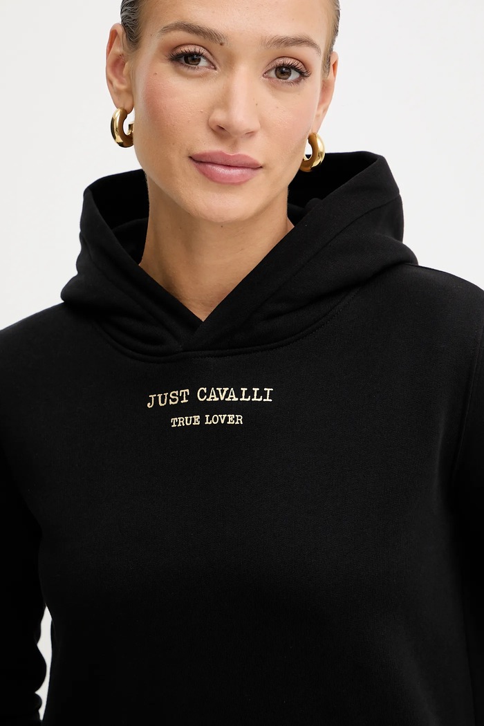 Βαμβακερή μπλούζα Just Cavalli μαύρο 79PAIT01.CF502