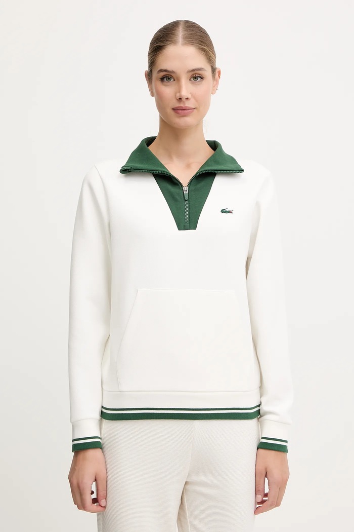 Mikina Lacoste s elastanom biela SF8634