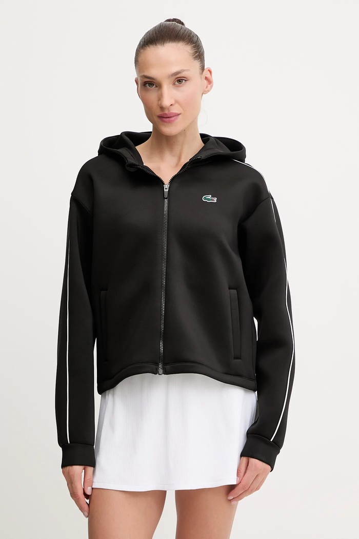 Mikina Lacoste s elastanom čierna SF8641