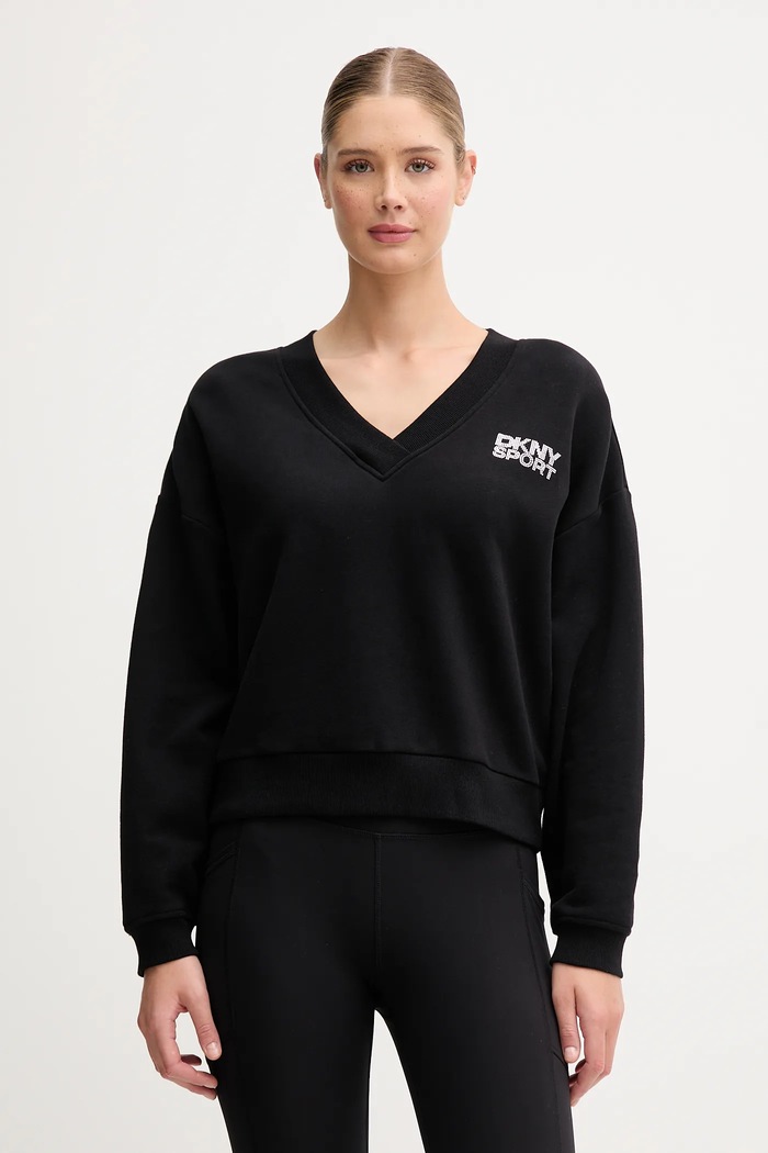 Bavlněná mikina Dkny bez kapuce černá DP5T1279