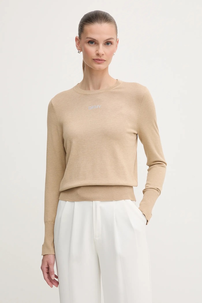 Pulover Dkny okrugli bež DJ5R0743