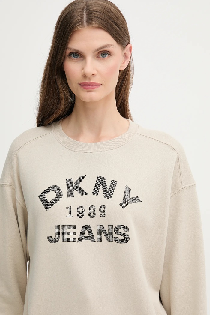 Bavlněná mikina Dkny béžová DJ5T1522