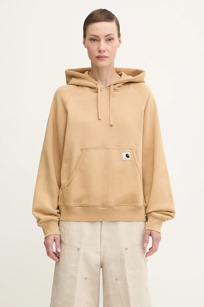 Carhartt WIP felpa in cotone W’ Hooded Hudson semplice marrone I035137.07E5F