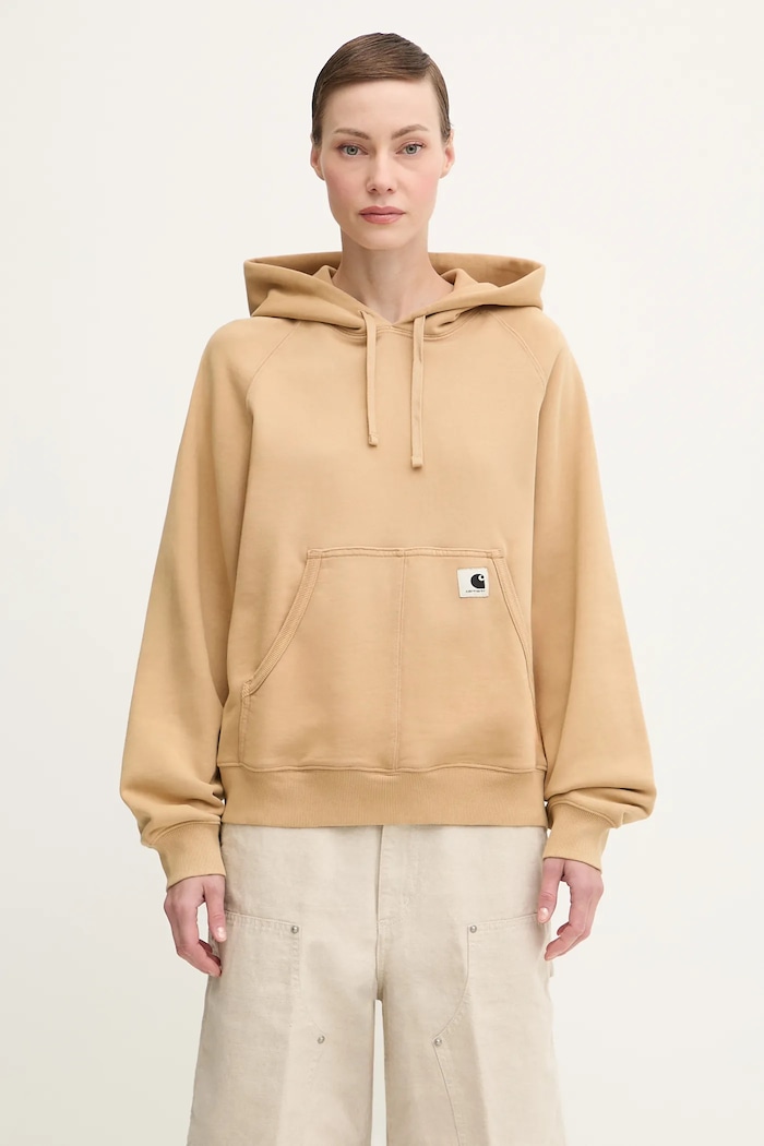 Carhartt WIP felpa in cotone W’ Hooded Hudson semplice marrone I035137.07E5F
