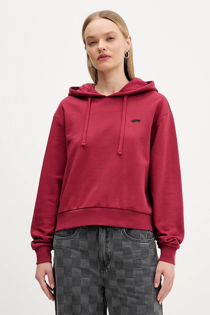 Bavlnená mikina Vans bavlna červená VN000P5PBRD1