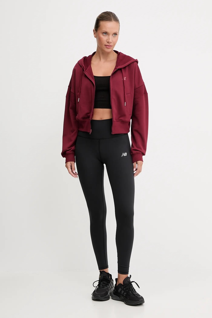 Βαμβακερή μπλούζα New Balance WJ51506MHB μπορντό AW25