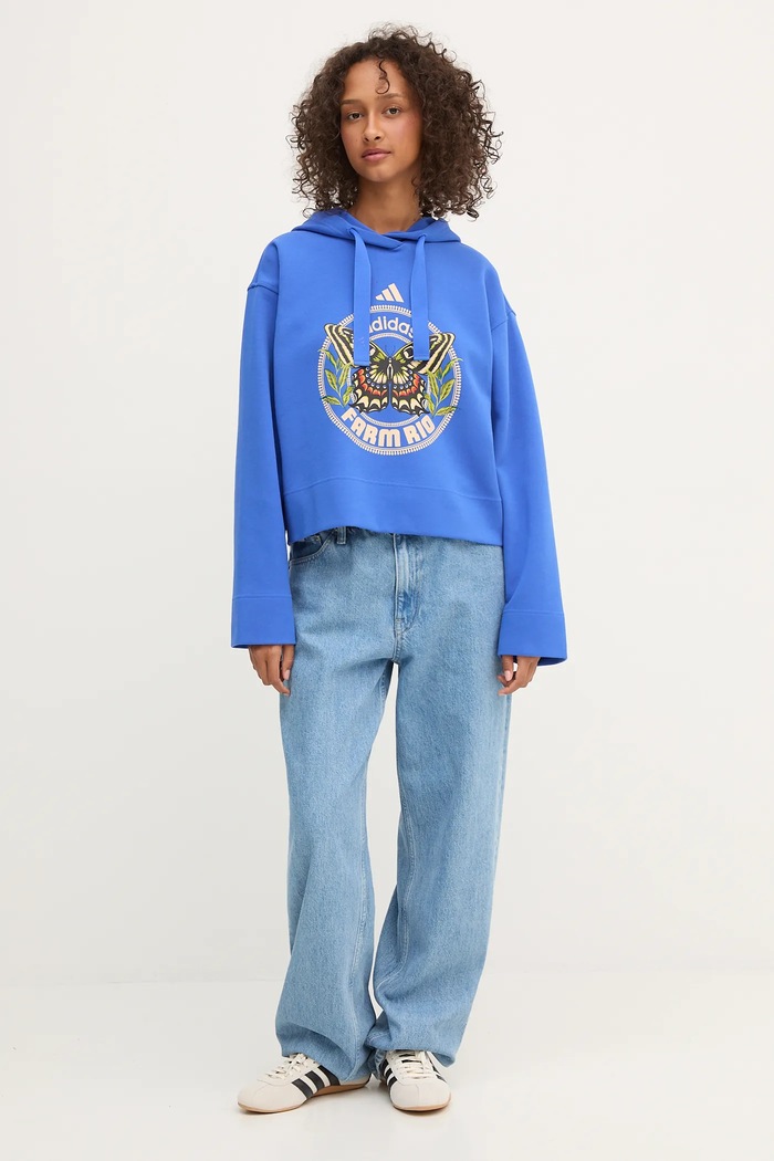 adidas Mikina adidas x Farm Rio JL8608 modrá AW25
