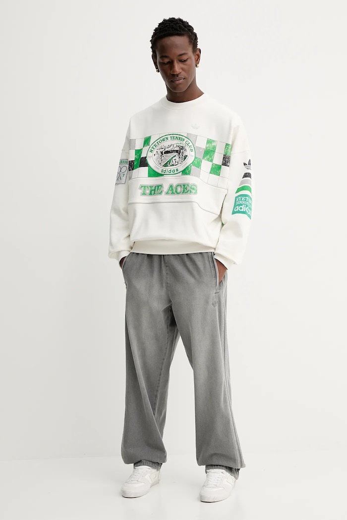 adidas Originals bluza bawełniana Court Crew JW0149 beżowy AW25