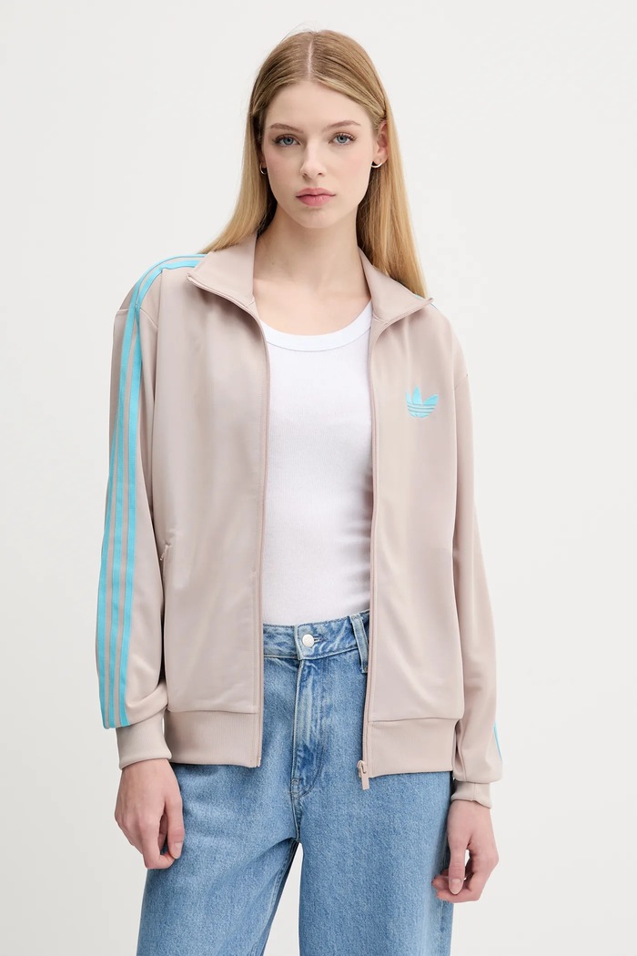 Суичър adidas Originals Firebird без качулка кафяв JX7864