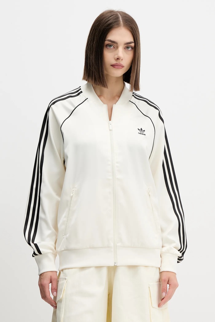 Mikina adidas Originals Sst Satin Tt s elastanom béžová KH1567