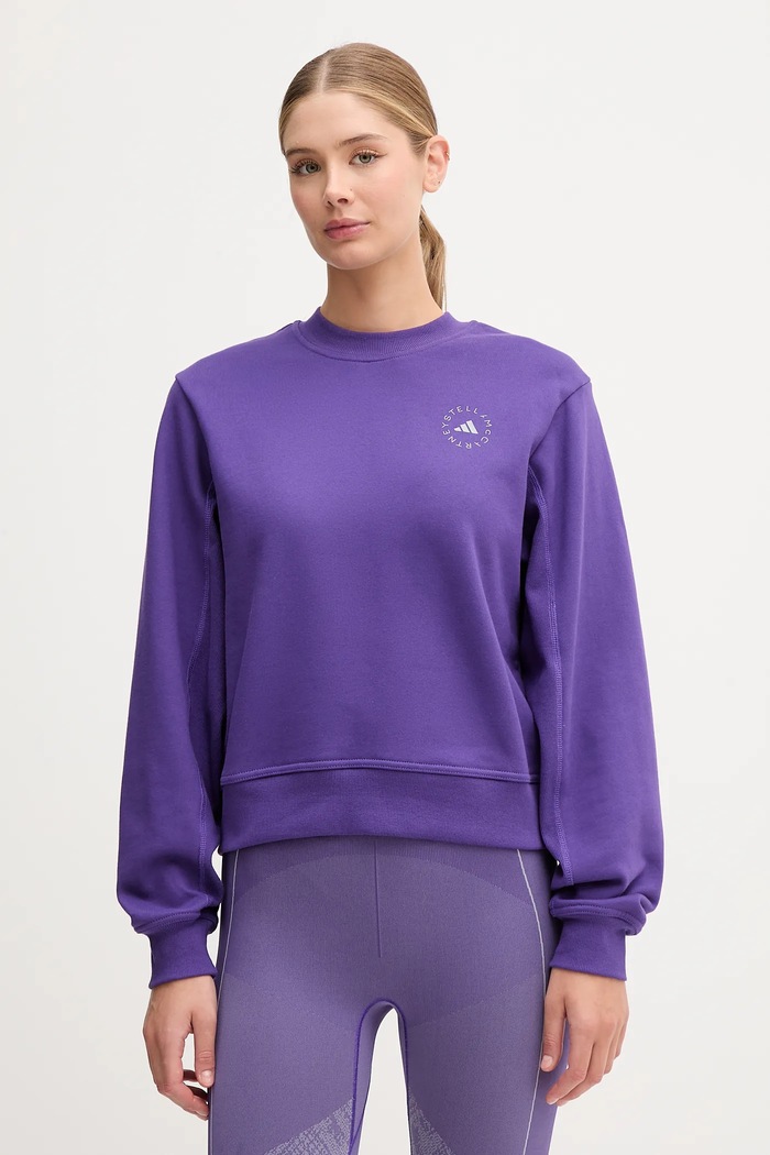 adidas by Stella McCartney edzős pulóver pamut lila JW4691