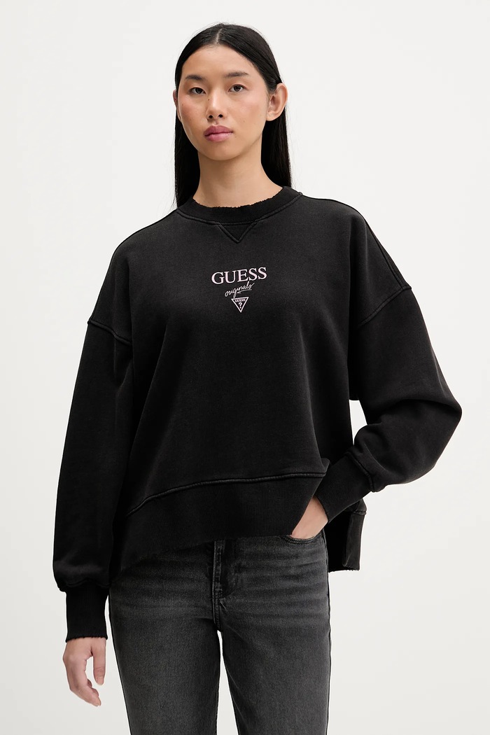 Bavlnená mikina Guess Originals bavlna čierna W5BQ26.KCPR1