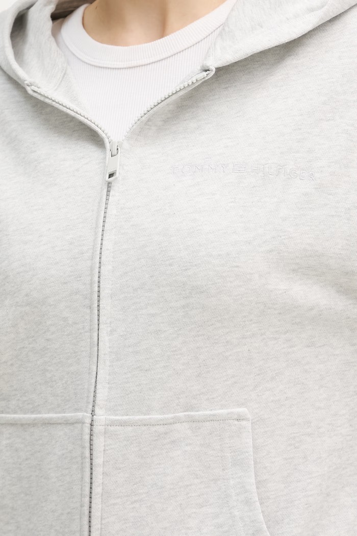 Tommy Hilfiger bluza rozpinana z kapturem damska z bawełną UW0UW06093 szary