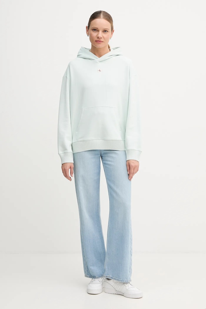Bavlnená mikina Calvin Klein Jeans LV047D232G tyrkysová AW25