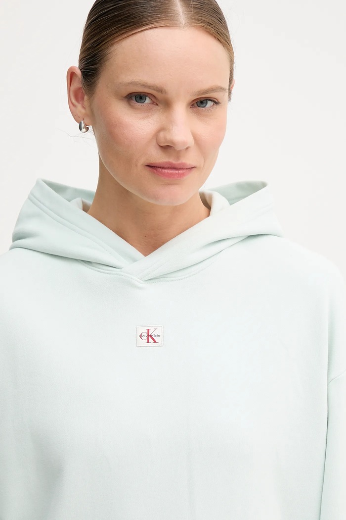 Bavlnená mikina Calvin Klein Jeans tyrkysová LV047D232G