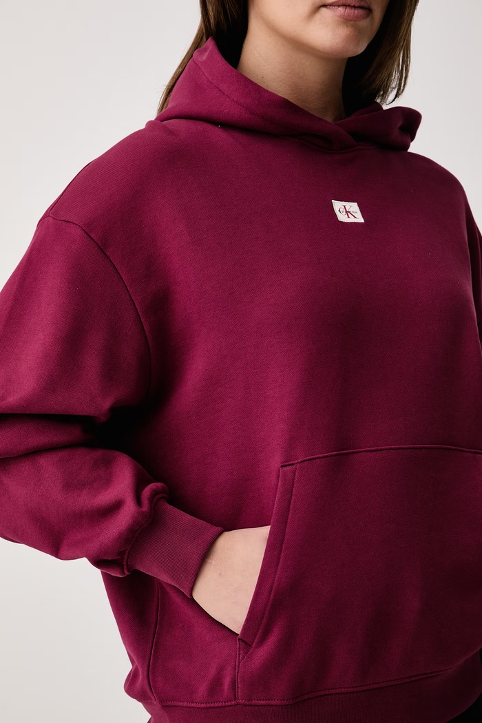 Mikina s kapucňou dámska s bavlnou Calvin Klein Jeans LV047D232G burgundské