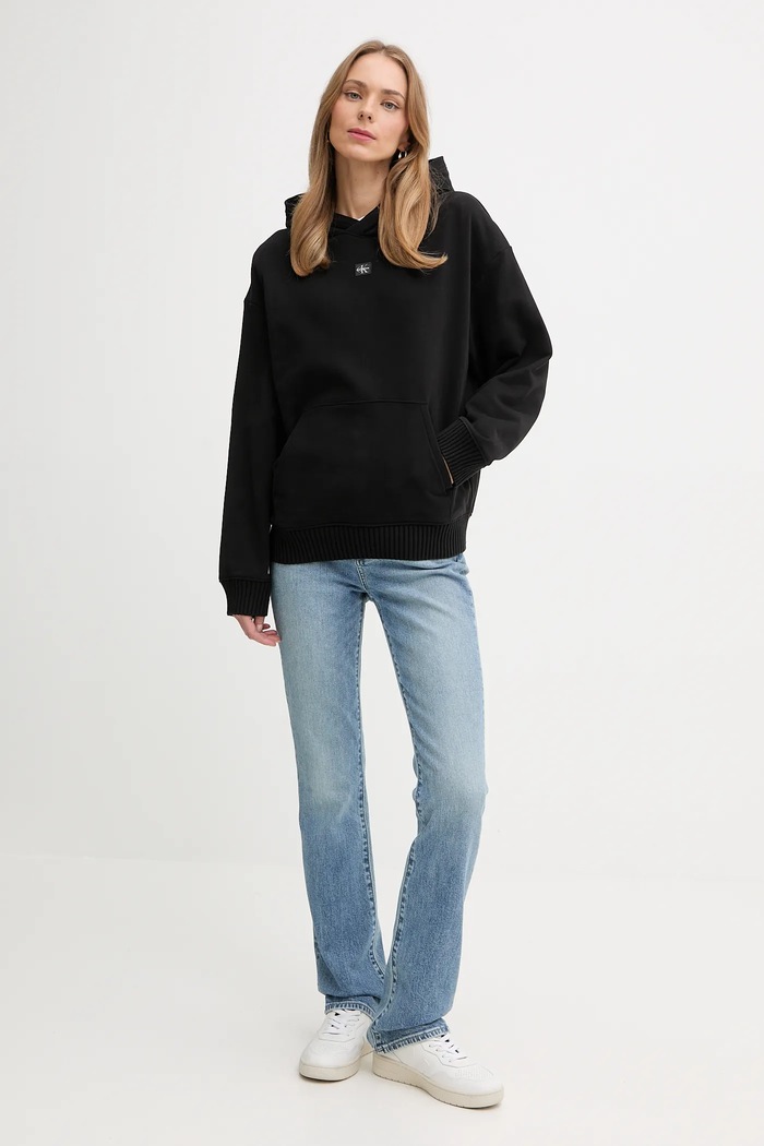 Памучен суичър Calvin Klein Jeans LV047D232G черен AW25