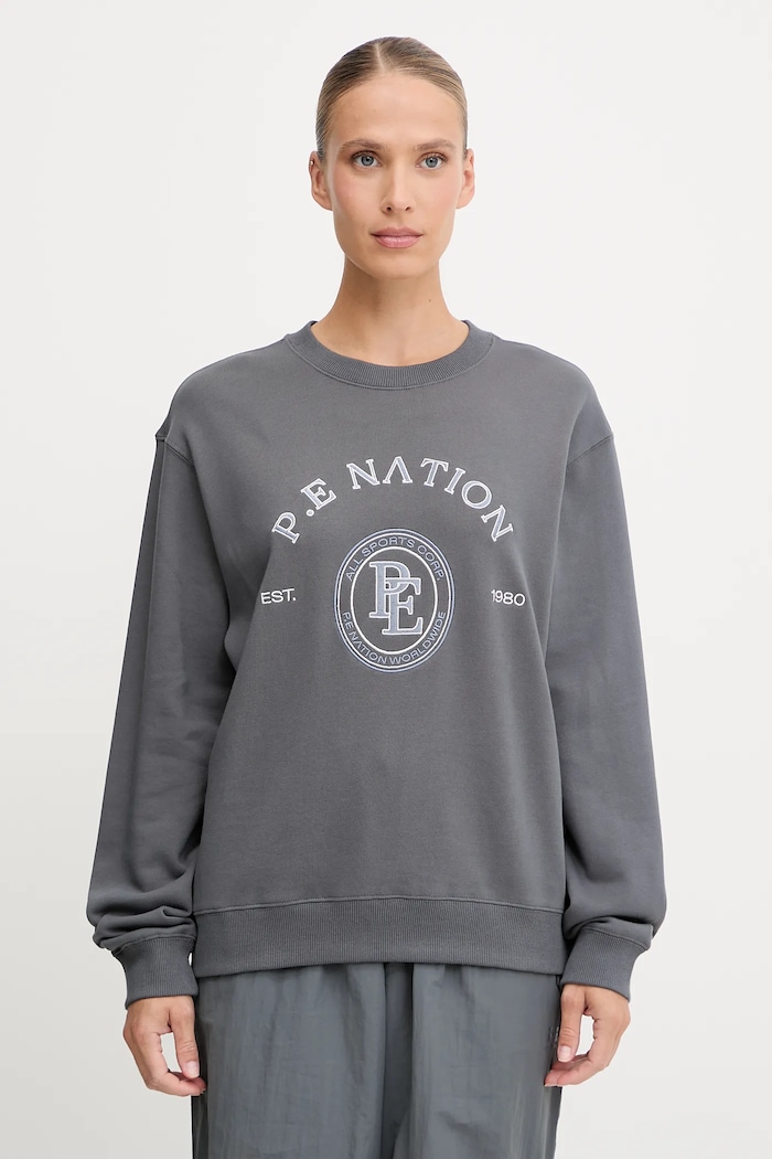 Bavlnená mikina P.E Nation Voyage bavlna sivá 253F133
