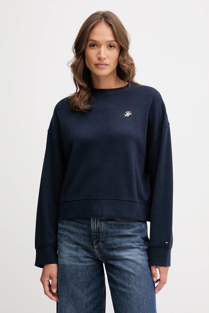Mikina Tommy Hilfiger nášivka tmavomodrá WW0WW46152