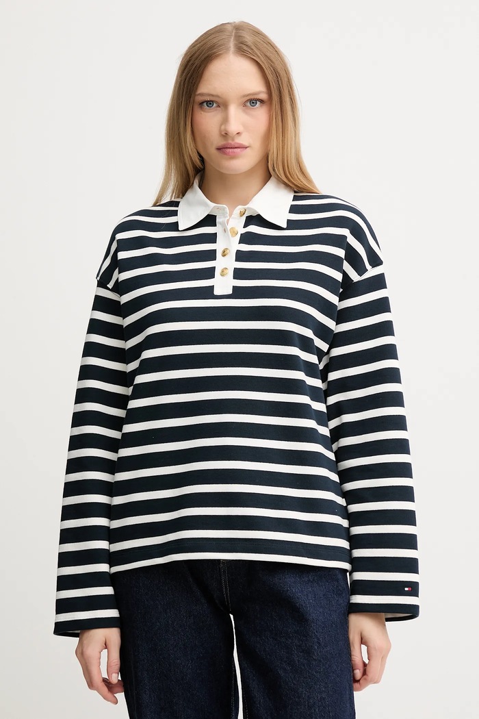 Tommy Hilfiger pamut melegítőfelső pamut sötétkék WW0WW47457