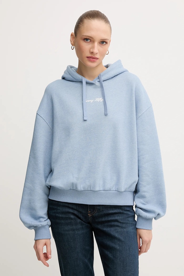 Mikina Tommy Hilfiger s kapucňou modrá WW0WW47459
