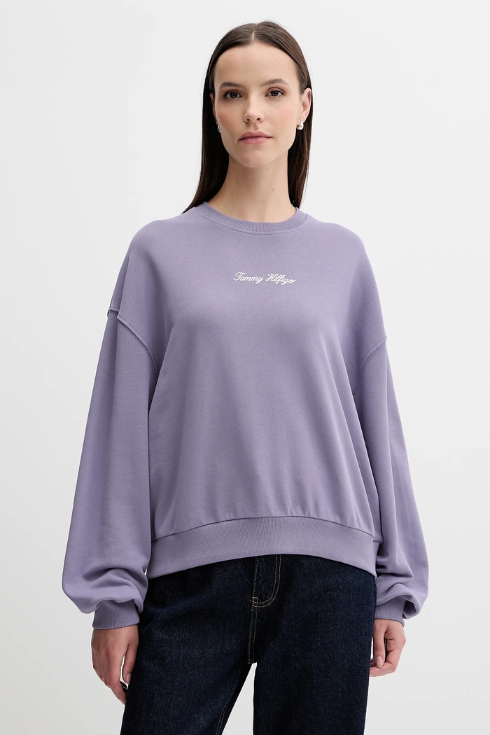 Tommy Hilfiger bluza bawełniana bawełna fioletowy WW0WW48269
