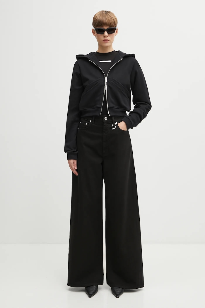 HELIOT EMIL bluza rozpinana z kapturem bawełniana damska AW25.W.13.085.BLK01 czarny