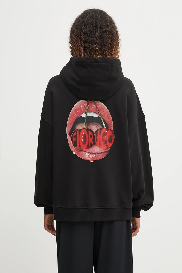 Fiorucci bluza bawełniana Cherry Mouth Print Relaxed Fit nadruk czarny W02FPSHO092CJ05BK02