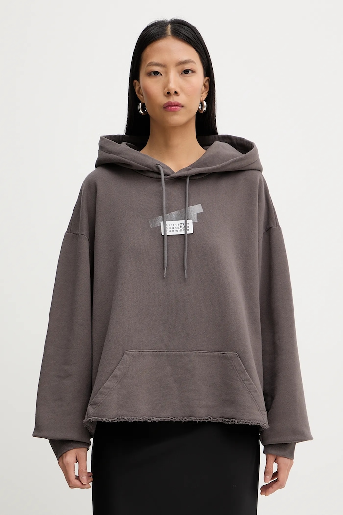 MM6 Maison Margiela bluza bawełniana z kapturem szary S62GU0142.M25024.810