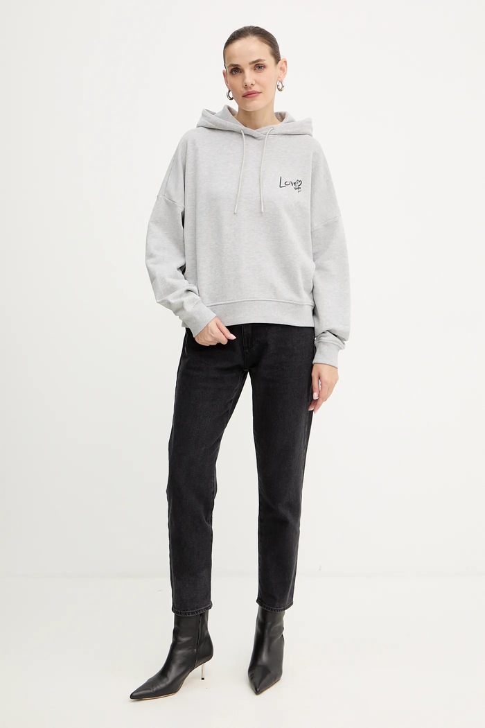 Хлопковая кофта BOSS Orange C_Ehoody1 50551429 серый AW25