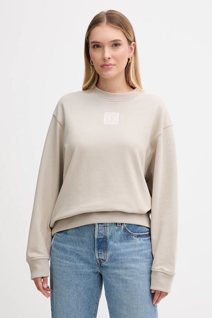 Mikina Calvin Klein nášivka béžová LV044D203G