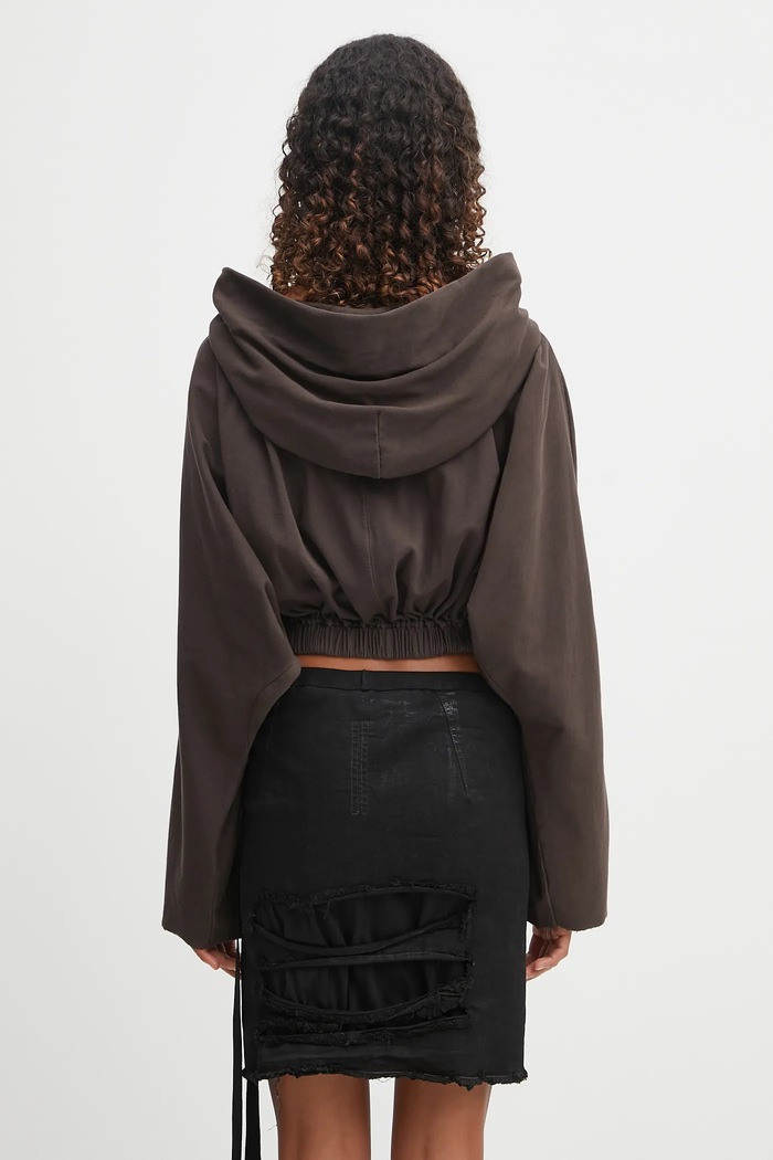 Clothing Rick Owens DRKSHDW cotton sweatshirt Cropped Hooded Tunic DS02E7236.RIG beige