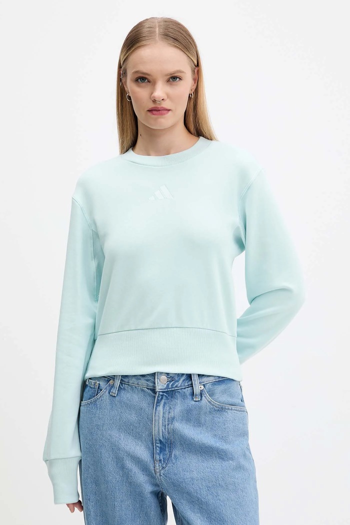 adidas bluza bawełniana All Szn French Terry bawełna turkusowy JV9820