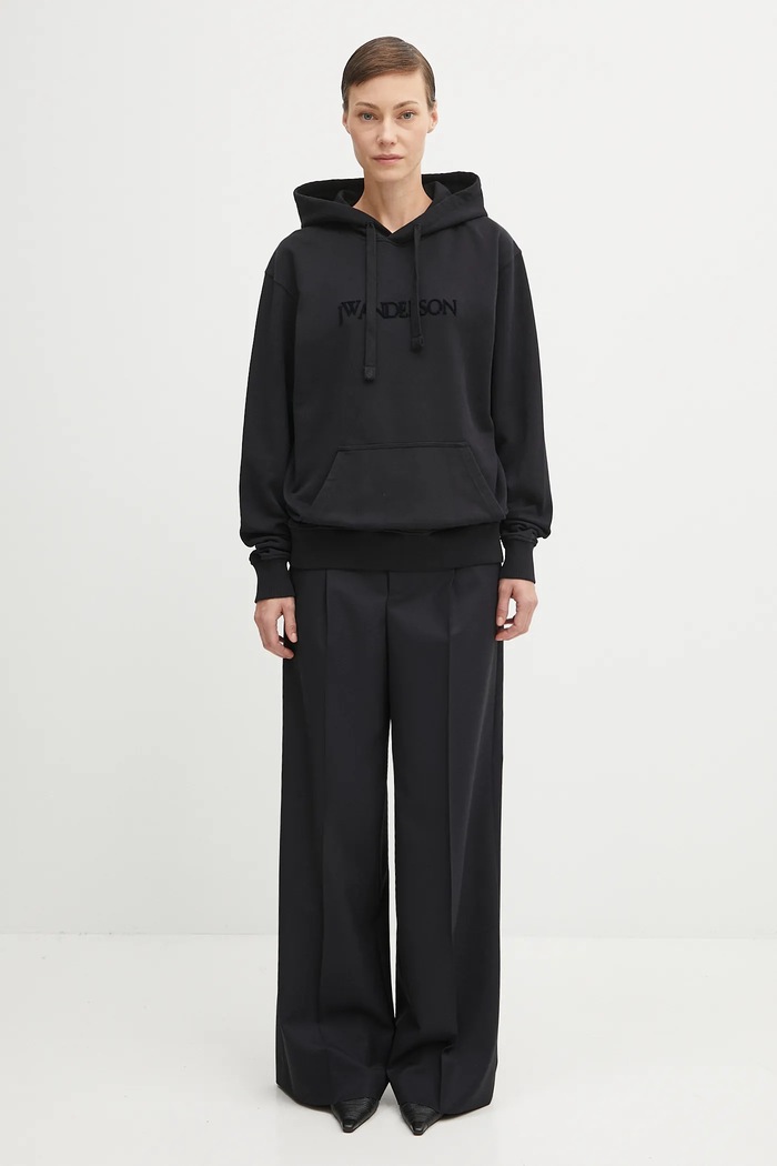 JW Anderson felpa in cotone Logo Embroidery JW0231.PG1632 nero